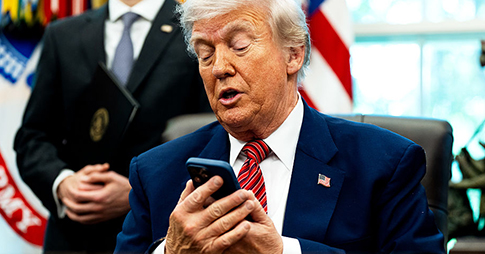 Donald Trump mocked after cameras reveal his phone lock screen